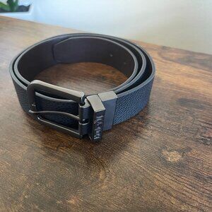 Hurley Black Leather Belt with Gunmetal Buckle a Classic Dress Casual Work Belt